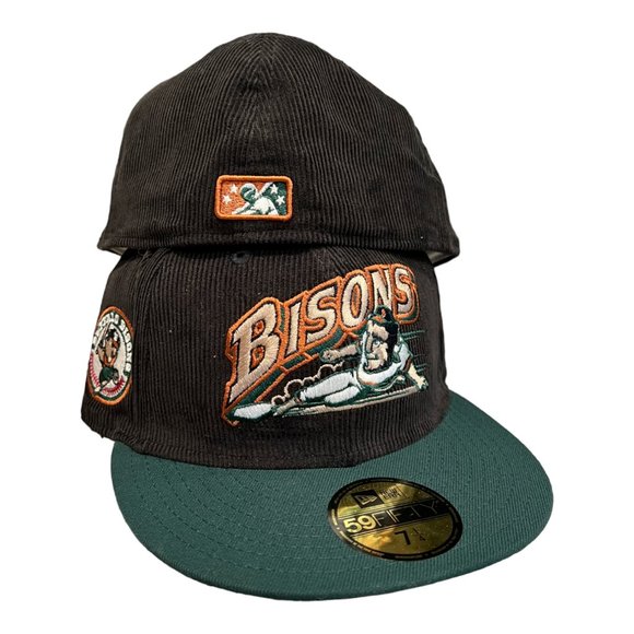 New Era Buffalo Bisons Sliding Buster Corduroy 59FIFTY Fitted Hat Cap MiLB - Picture 2 of 7